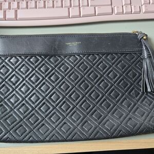 Tory Burch Black Geometric Wristlet with Tassel